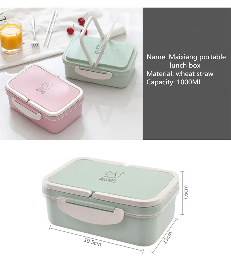 Bento box экологически чистый Ланч-бокс контейнер для еды пшеничная солома коробки