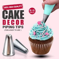 7 pcslot cake decor piping tips stainless steel nozzle diy cake decorating tools icing piping cream pastry bag kitchen bakery t