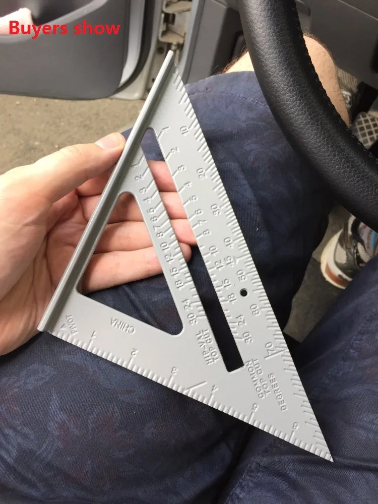 7 Inch Speed Square Metric Measuring Ruler Carpenter Triangle Angle Protractor Miter Framing Tri-square Line Scriber Saw Guide
