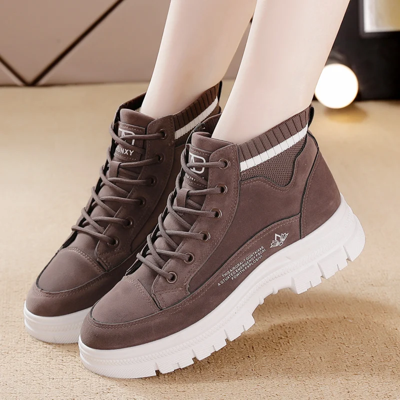 

Женские ботинки из хлопка, новинка 2021, зимние универсальные теплые зимние ботинки на толстой подошве с бархатной подкладкой для студентов