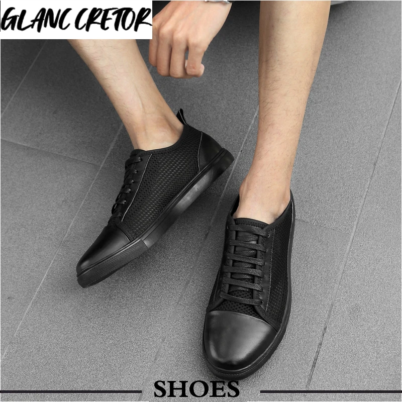 

2021 New Cow Leather Men Shoes Casual Men White Mesh Shoes Genuine Leather Men Footwear Fashion Sneakers Brand Male Shoes