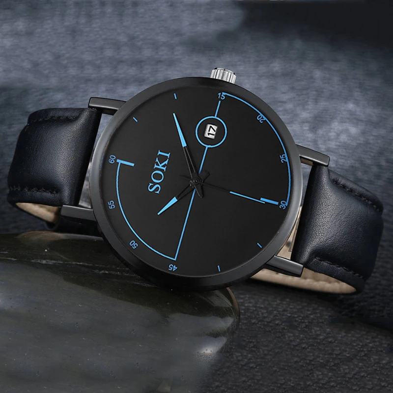 Ультра тонкие деловые кварцевые мужские часы повседневные черные модные 2020 с