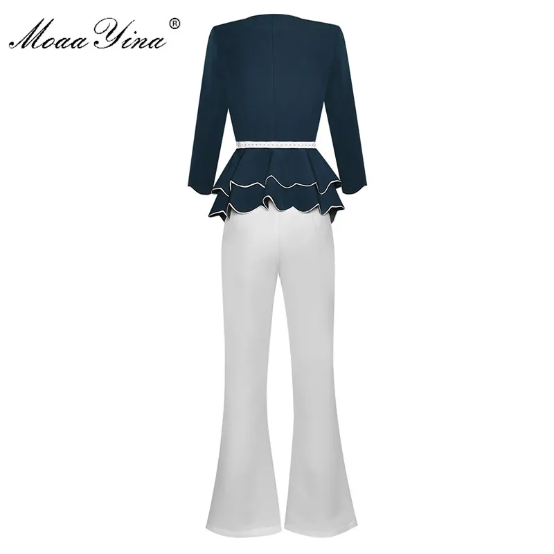 Модный дизайнерский комплект moaayina весна лето женская куртка с v-образным вырезом