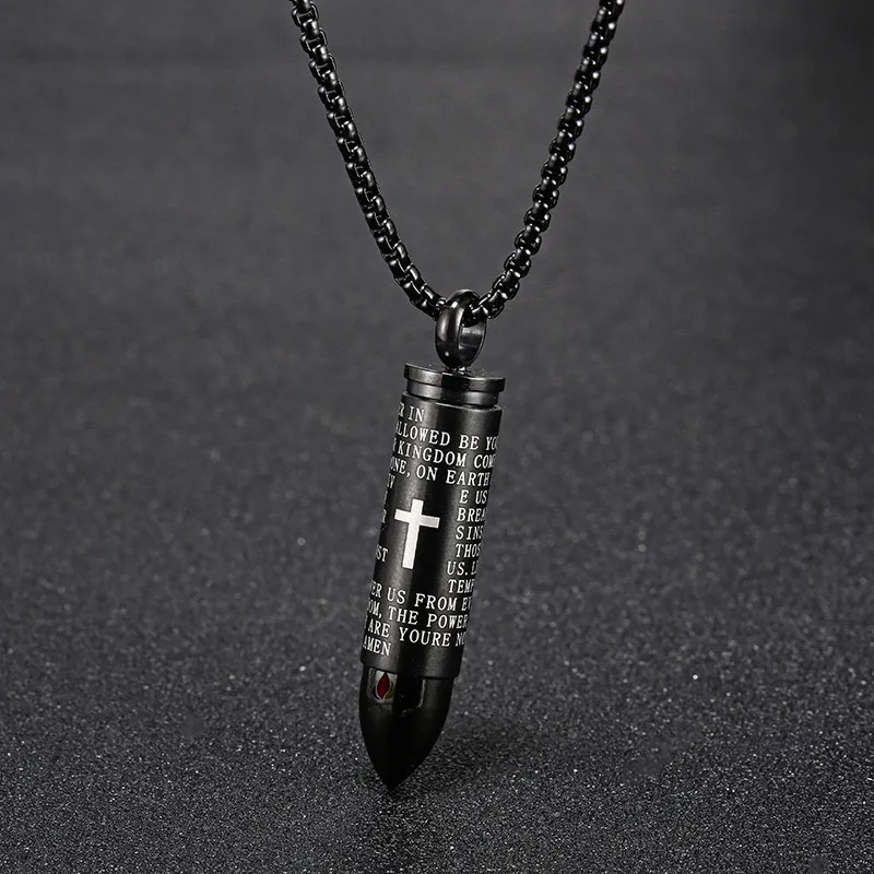 

New product hot sale titanium steel bullet head bullet bottle pendant stainless steel Bible Tianzhe jewelry men and women fashio