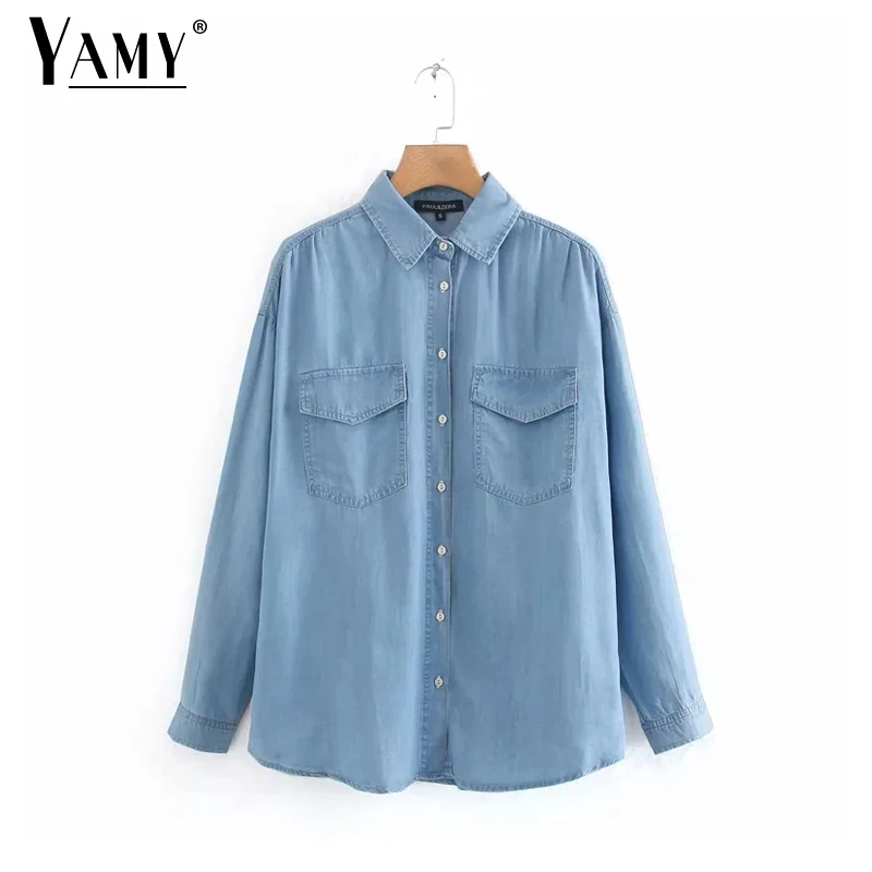 

Womens tops and blouses vintage denim shirt gothic ladies tops streetwear korean blusas elegant button up shirt green 2020
