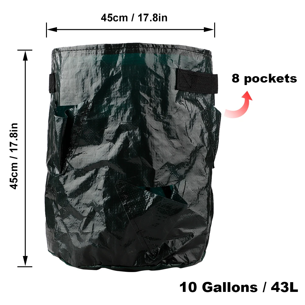 

10 Gallon Strawberry Planting Bags Planting Pouch Pots Breathable Grow Bag Plant Container with Handles Pockets Garden Pot