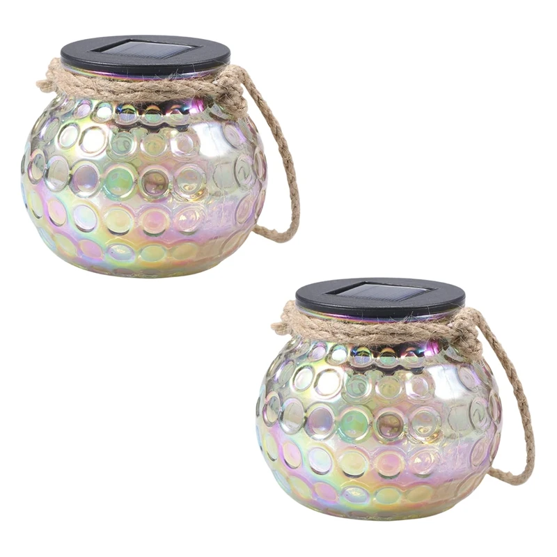 

2 Pack Solar Lantern Light Outdoor Hanging Garden Lights Glass Jar Lamp For Patio Decor Yard Art Garden Accessories