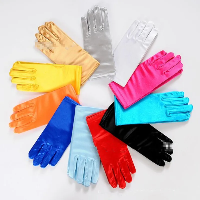 Стрейч Красочные перчатки с открытыми пальцами для женщин и девушек платье