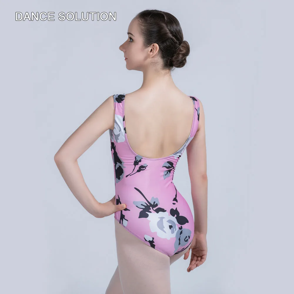 Розовый/серый 2 цвета купальник из спандекса с цветочным принтом балетная одежда