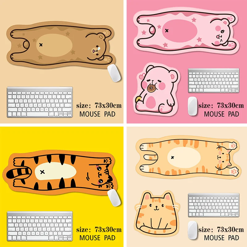 

2021 Cute Cartoon Mouse Pad Gamer Animal Pink Bear Cat Computer Gaming Peripheral Accessories Mouse Pad Mat for Girl Carpet Gift