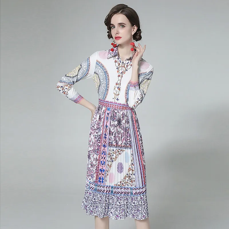 

Женское однобортное Платье макси с отложным воротником и длинным рукавом