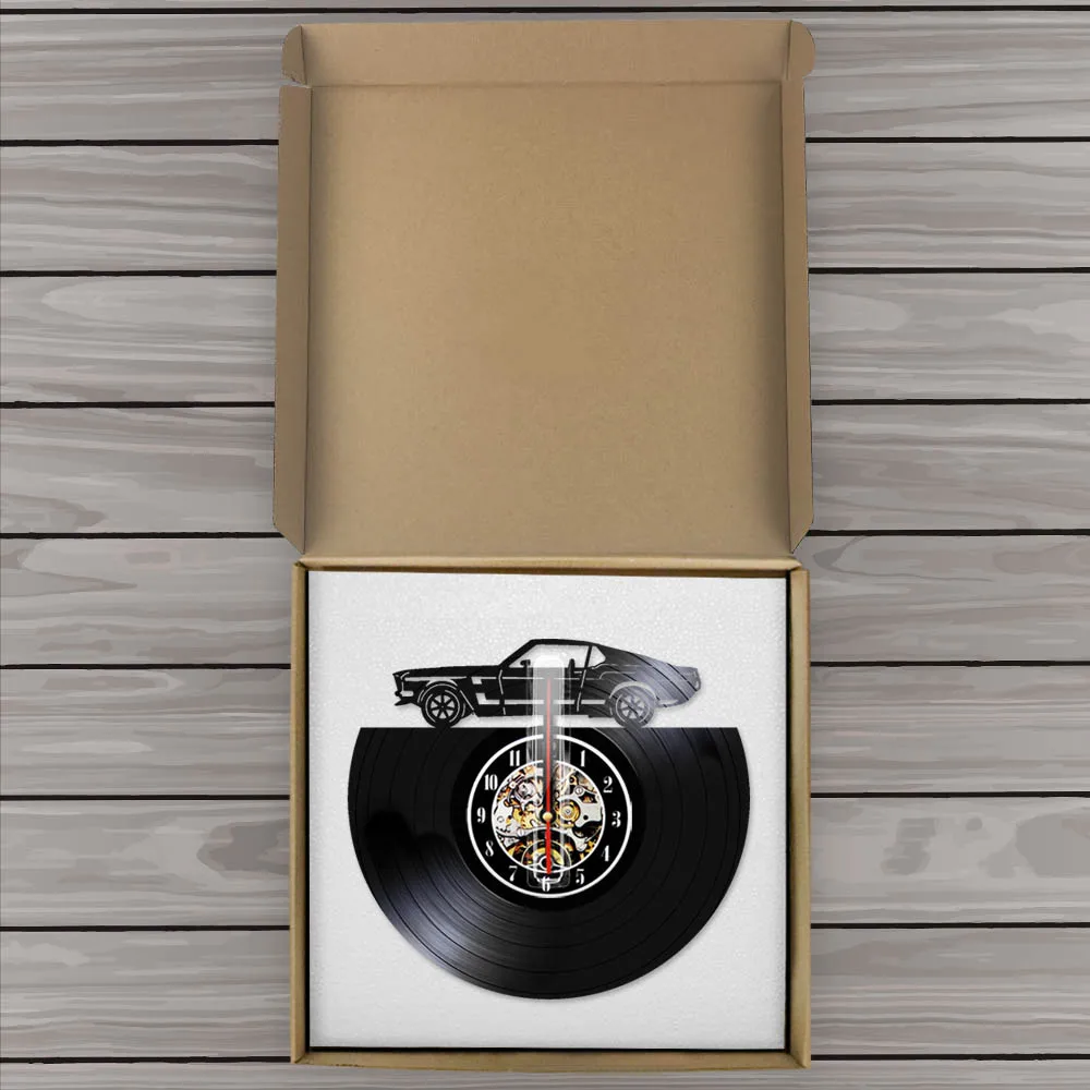 Классические настенные часы в стиле ретро с виниловой пластиной для