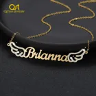 Персонализированное ожерелье с именем крыльев Ангела, ожерелье с именем на заказ, очаровательное Золотое ювелирное изделие из нержавеющей стали, подарки с именем для женщин