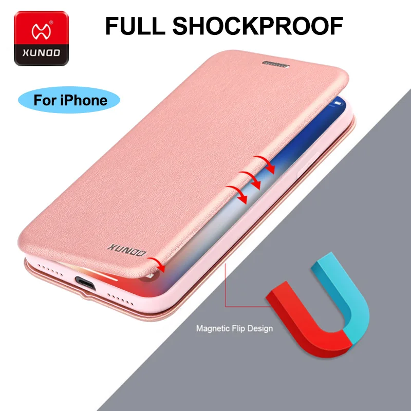 Кожаный чехол бумажник XUNDD для iPhone Xs Max 360 ударопрочный телефона роскошный