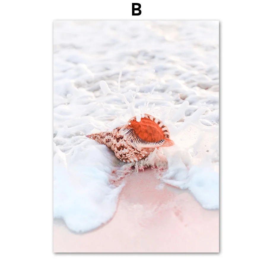 Картина на холсте настенное искусство розовый морской пляж гамак с ананасами