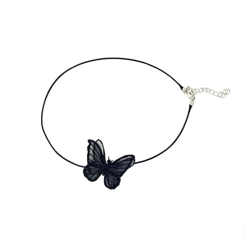 

Black Butterfly Necklace For Women Lace Chain Choker Collares Girls Party Clavicle Vintage Chocker Necklace Jewelry
