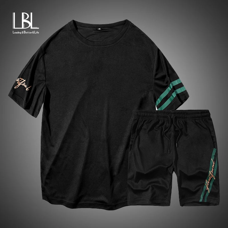 Мужские уличные комплекты из 2 предметов футболки + шорты мужские летние