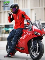 motoboy summer mens motorcycle jacket red white stylish pants with detachable ce protection armor motocross racing accessories