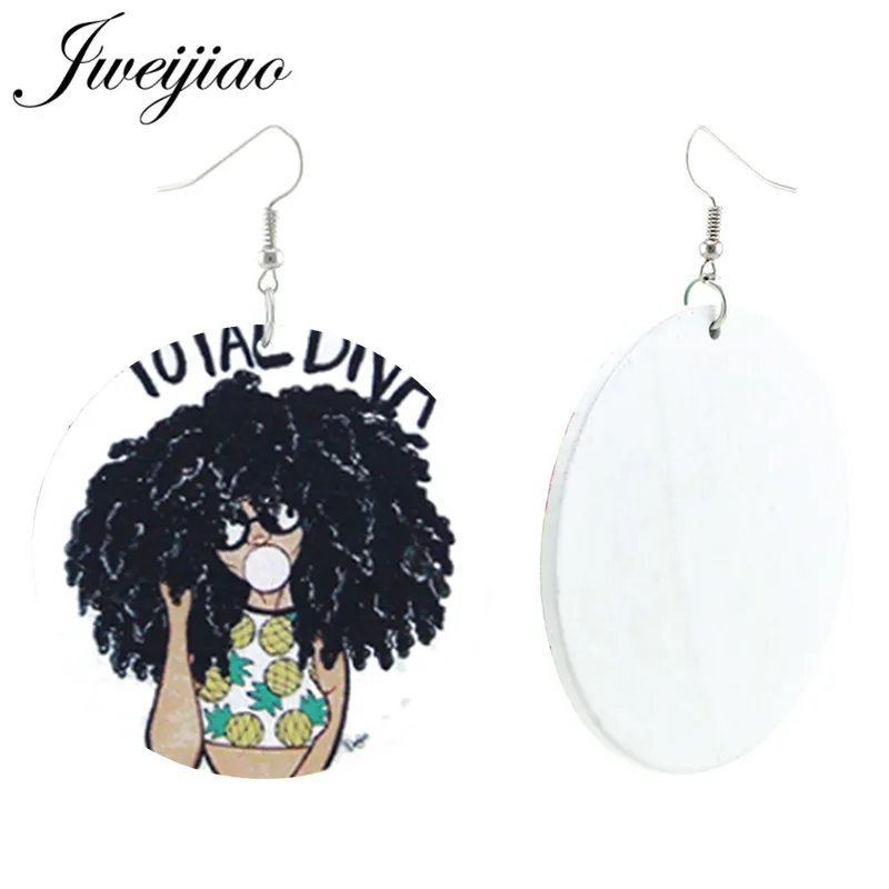 JWEIJIAO модные черные серьги для девушек афро под заказ деревянные серьги-подвески