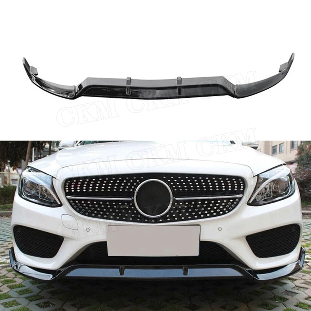 3 шт. ABS рояль Черный Автомобильный передний бампер спойлер для Mercedes Benz W205 C205 C200 C300