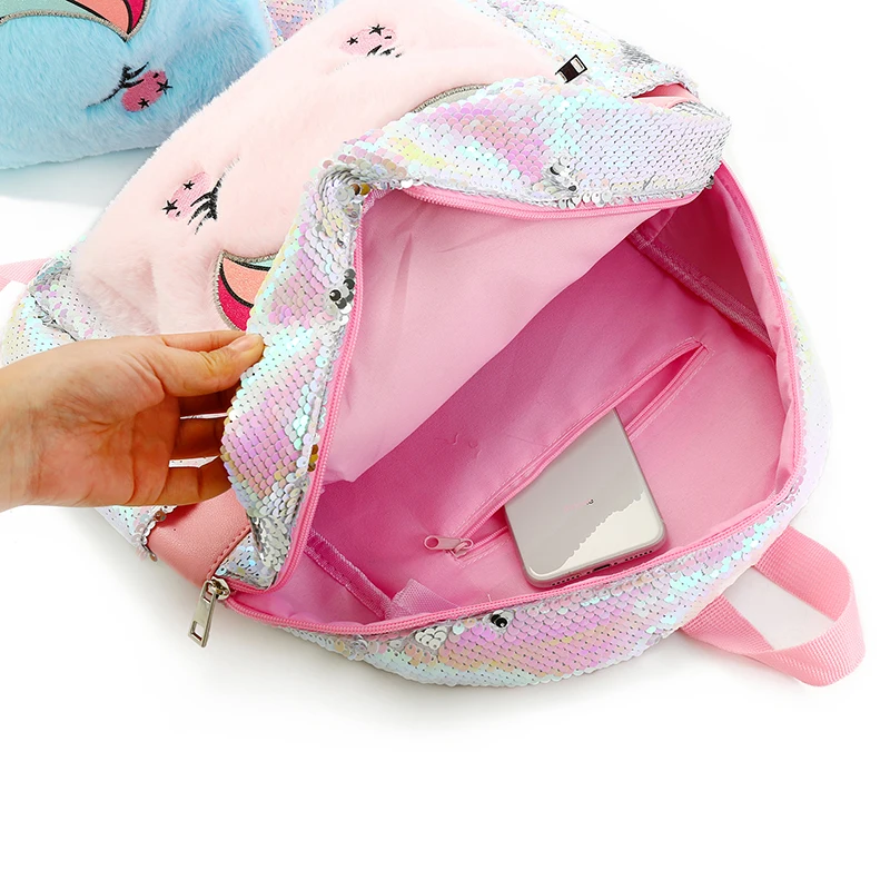 plush Unicorn School Bags sequin unicorn Kids Backpack student Bagpack Women Mochila Escolar Bookbag kawayyi children bag cute