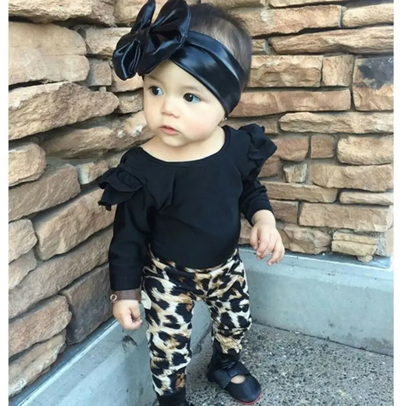 Очаровательная одежда для маленьких девочек 2 шт. топ с цветочным принтом брюки