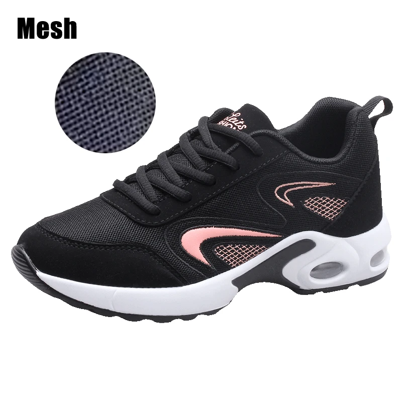 Mesh Pink Sports Женские кроссовки для бега; спортивная обувь на подушке; женская Стильная Кожаная удобная подошва; уличные прогулочные черные кроссовки; Mujer - Цвет: Mesh Pink Sports