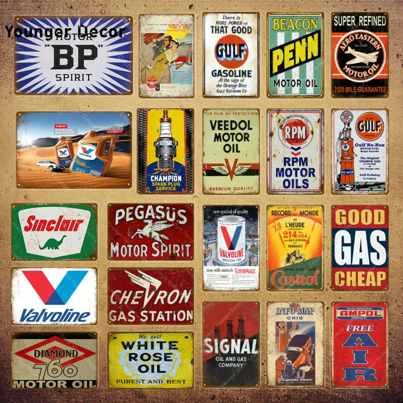 

Valvoline Gulf Gas Plaque Motor Oil Gasoline Metal Tin Signs Vintage Garage Wall Poster Bar Pub Club Home Decoration YI-015