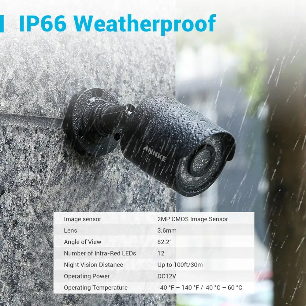 Система видеонаблюдения ANNKE 8CH 2MP HD H.265 + 5 В 1 5MP Lite DVR с 4 водонепроницаемыми камерами