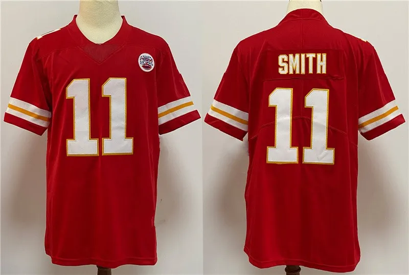 

Bilok New Embroidery American Jersey 11# Alex Smith Fans Wear Men Women Kid Youth Football Red Kansas City Chiefs Rugby Jersey