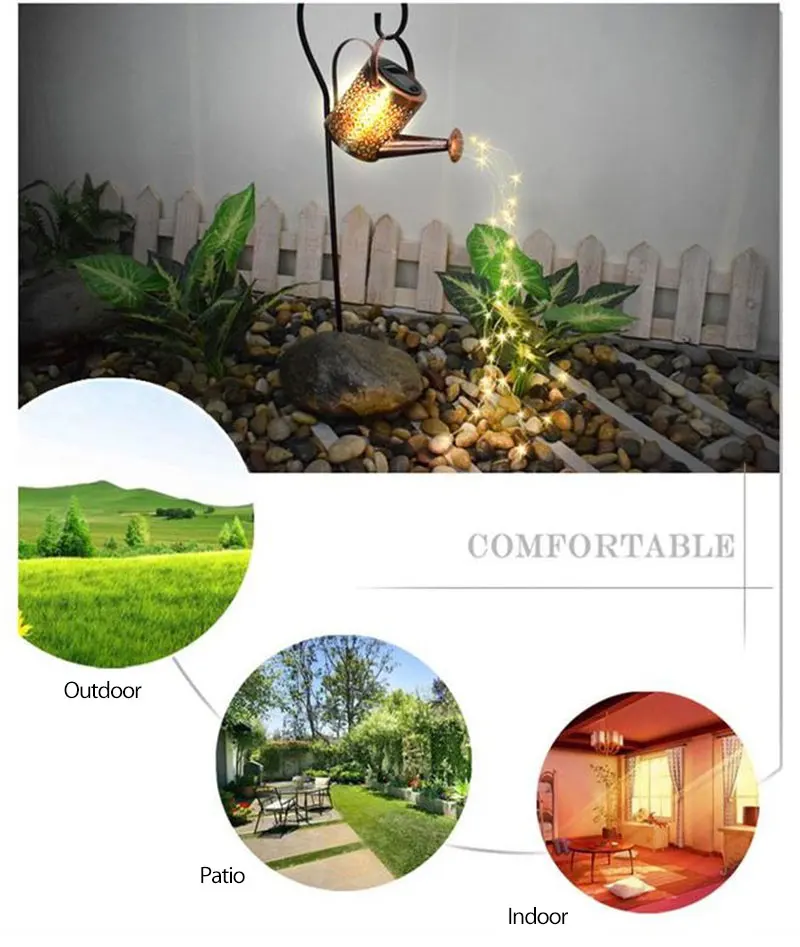 

Watering Can Solar Garden Landscape Path LED String Lights Yard Stake With Planter For Yard Lawn Art Outdoor Home Decorations