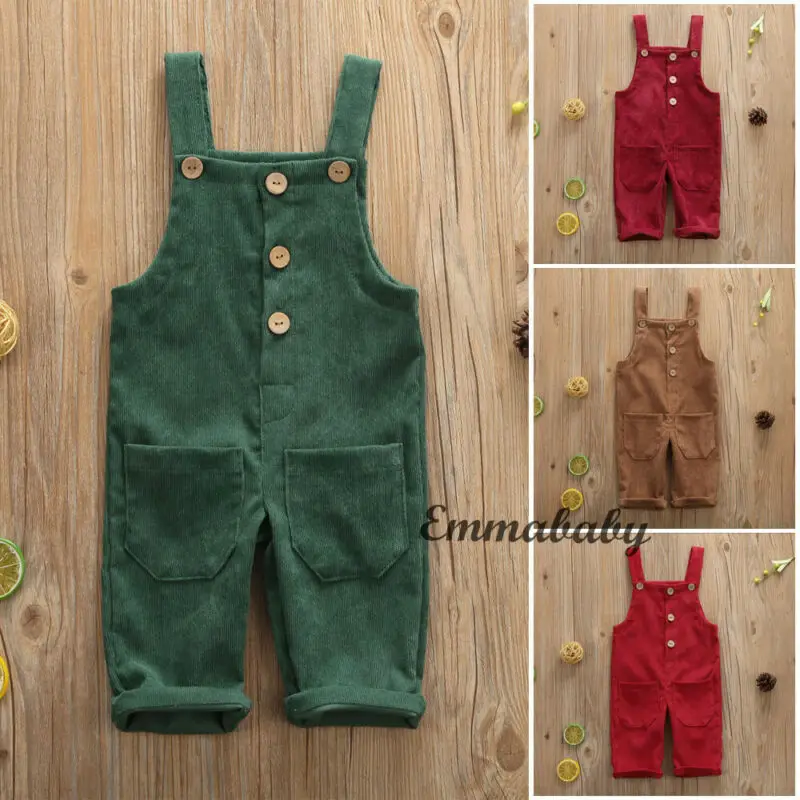 Теплый вельветовый комбинезон для маленьких мальчиков и девочек на осень зиму