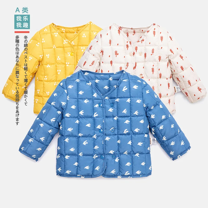 Детское пуховое пальто короткая хлопковая куртка для мальчиков и девочек теплая