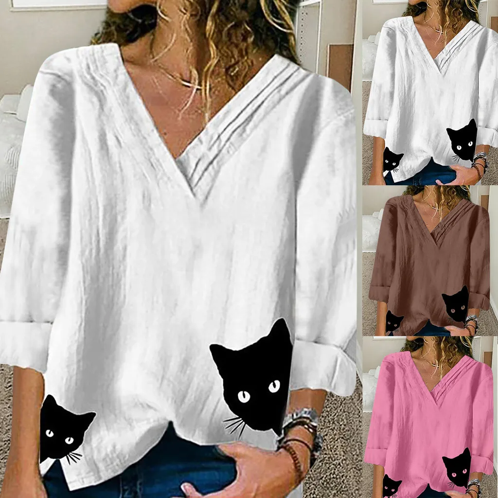 Льняная блузка размера плюс Женская Осенняя Туника 2020 женские свободные топы в