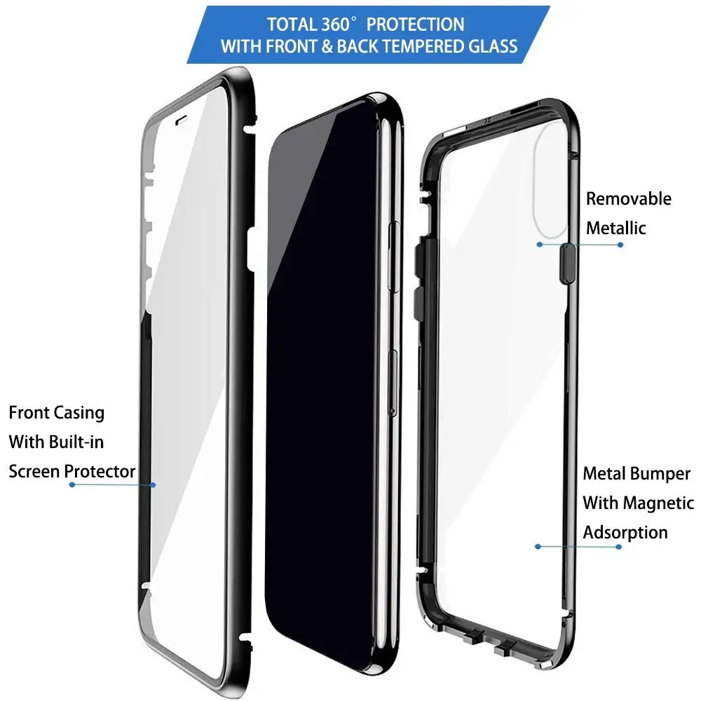 360 полный защитный чехол для samsung A50 магнитное заднее стекло на Galaxy A20 A30 A50 a 50 30 металлический адсорбционный чехол