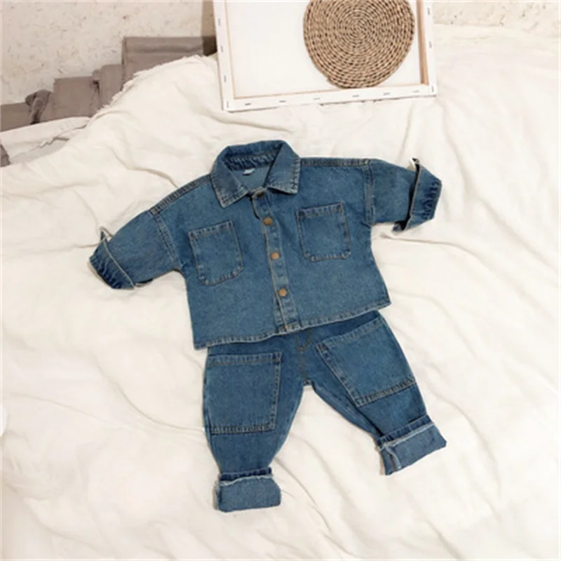

New suits, children's clothes, boy clothes, autumn clothes, 2021 new products, baby girls, cowboy fashion suits