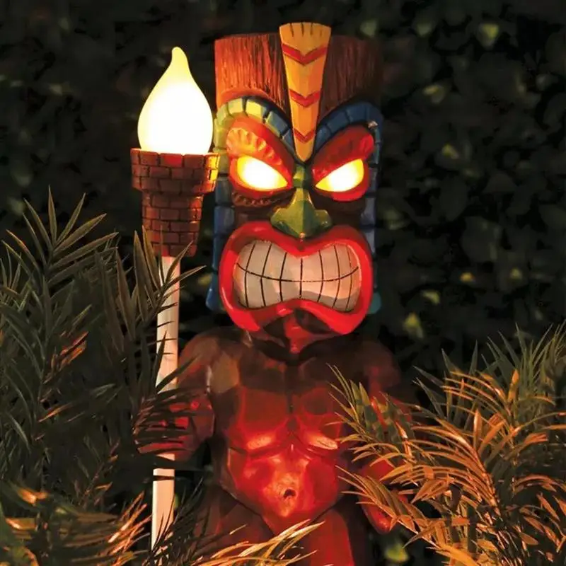 

Solar Powered LED Tiki Light Solar Totem Figurine Ornaments LED Garden Light Decoration Crafts For Porch Lawn Trail Garden Decor
