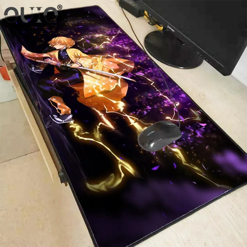 

OUIO Anime Demon Slayer Kimetsu No Yaiba Gaming Large Mouse Pad Computer Mousepad XXL Lock Edge Mause Pad Keyboard Desk Mat