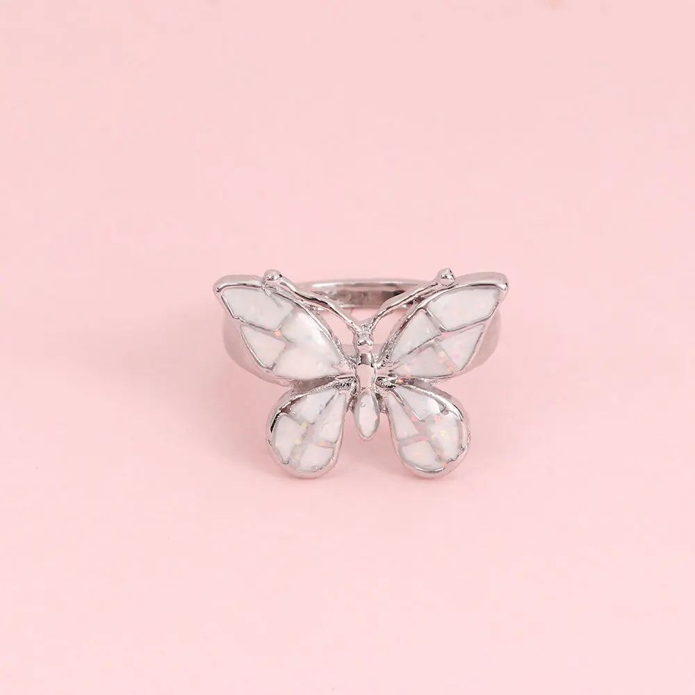 Женское кольцо бабочка с искусственным опалом роскошный свадебный аксессуар