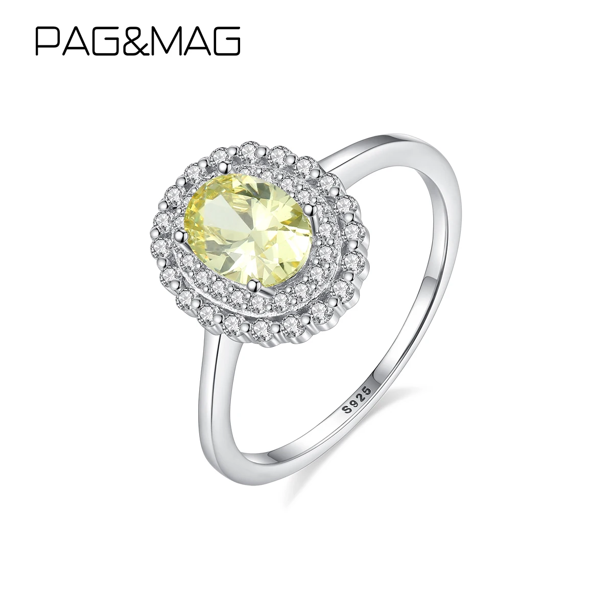 Женское кольцо с натуральным цитрином PAG & MAG овальное из настоящего 925 пробы