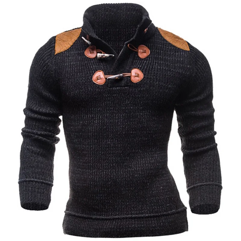 

Men's Korean clothing Knitwear Korean Slim Stand Collar Long Sleeve Button vintage harajuku Sweater Casual Men's Top 2021