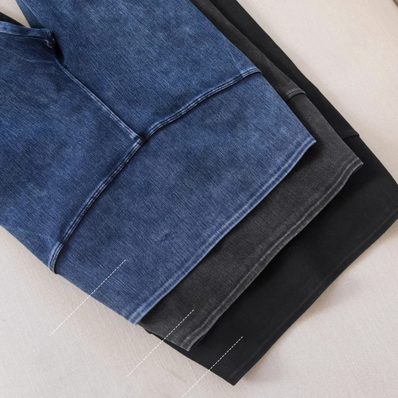 

NORMOV Women High Waist Abdomen Leggings Buttocks Elastic Slim Plus Size Legings Female Fitness Push Up Denim Legging Workout