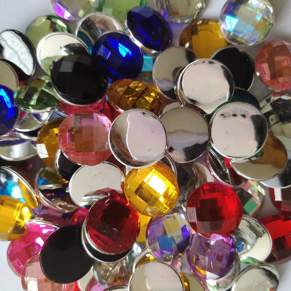 

30mm Mixed Round Acrylic crystal Flat Back Non HotFix Rhinestones Jewelry accessories