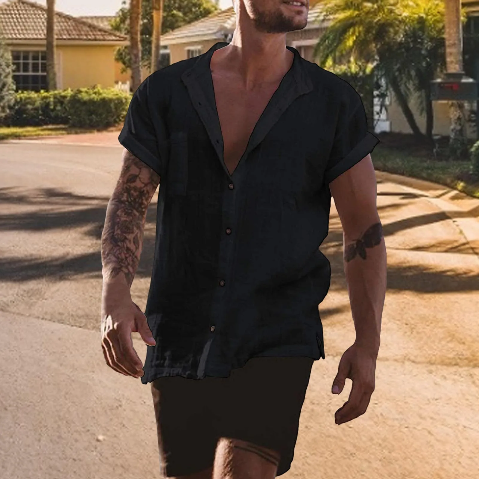 

Shirt Slim-fit Lightweight Skin-friendly Cotton Slub Cotton Fashion Casual Tee Top For Men For Work Outdoor Activities Daily