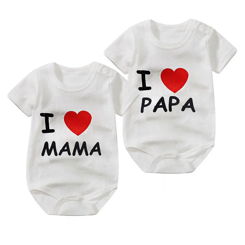 2 шт./компл. детское боди для новорожденных с надписью I Love Mama и Papa (Я люблю папу