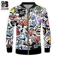 ogkb 3d psychedelic mens zipper jacket element casual abstract anime graffiti coat print fun 3d print streetwear oversized