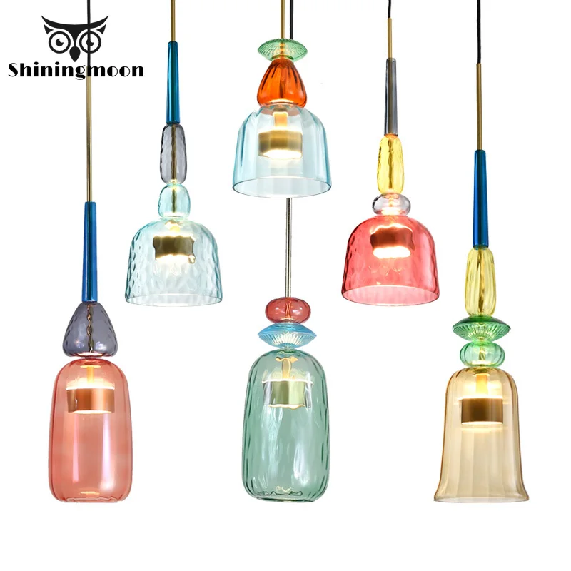 

Современные красочные стеклянные подвесные светильники подвесной светильник для кафе украшение для гостиной кухня подвесные светильники Ретро Декор для спальни подвесной светильник