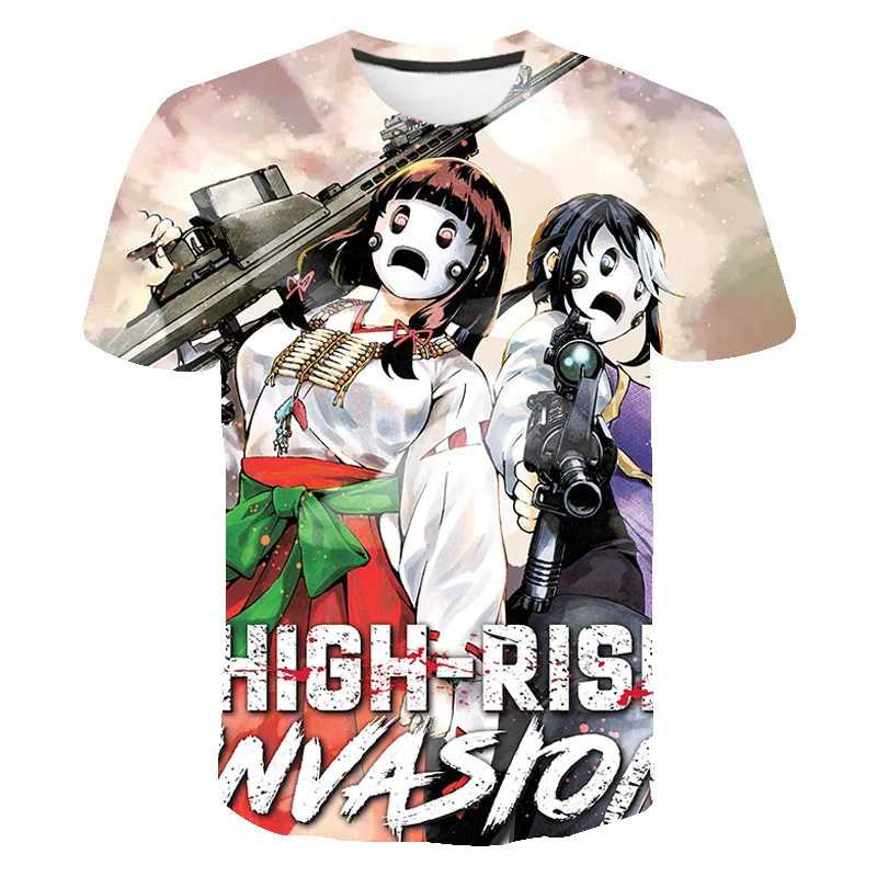 

Футболка хлопковая с высокой посадкой для мальчиков и девочек, повседневный крутой топ с 3D принтом вторжения, модная уличная одежда с корот...