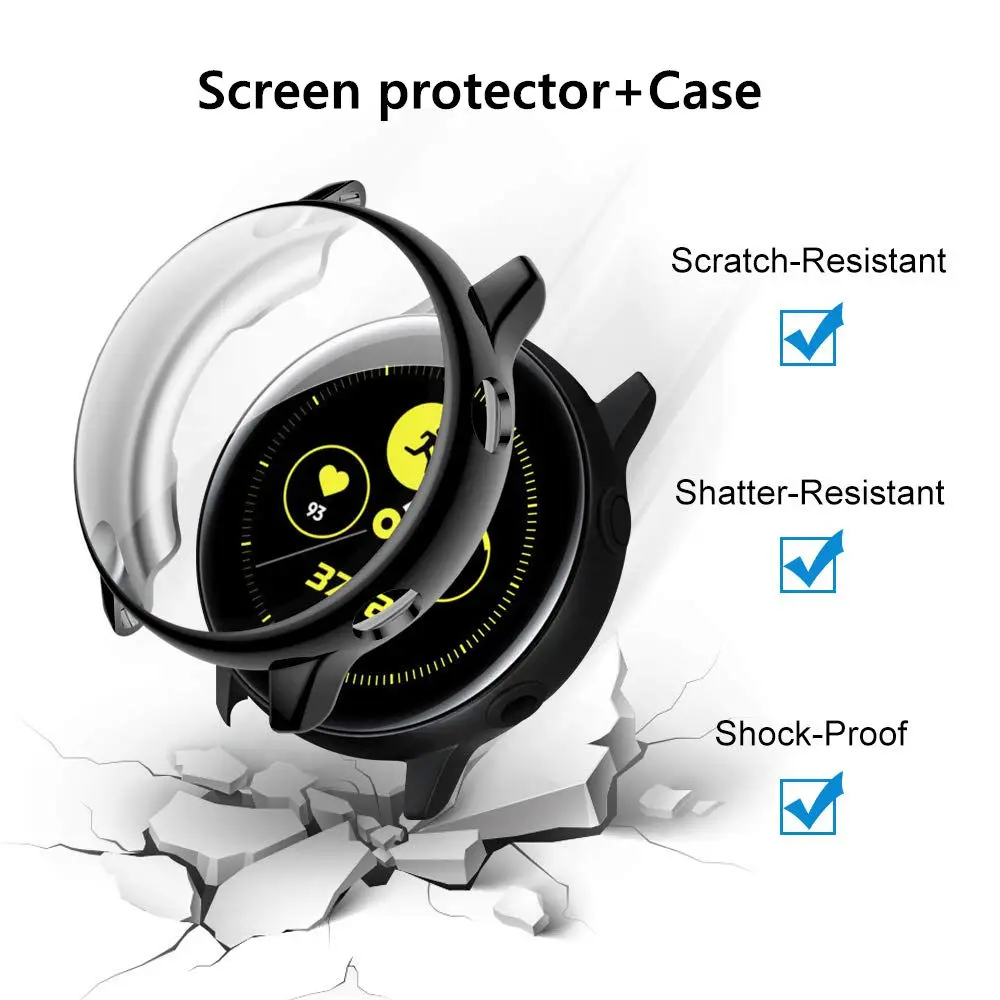 

Screen Protector+Case For Samsung Galaxy watch active 2 44mm 40mm TPU All-Around cover bumper+film smart watch Accessories