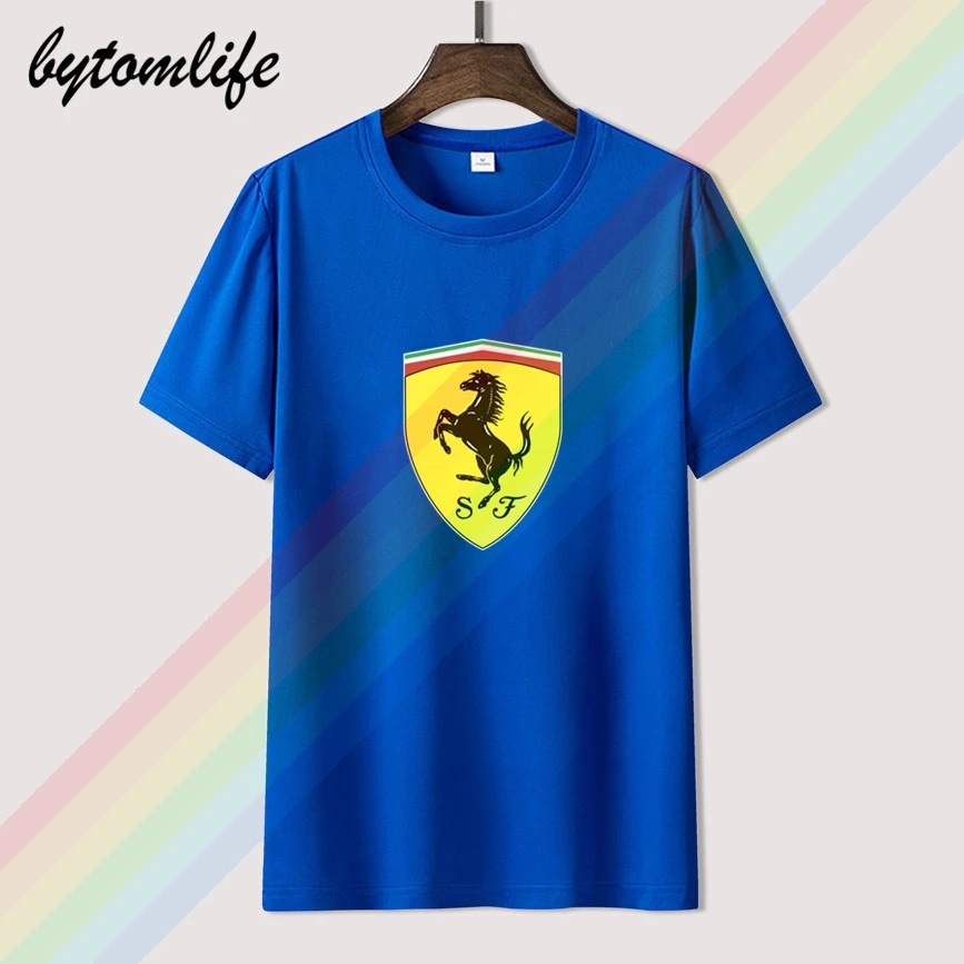 2021 FERRARI T Shirt For Men Limitied Edition Men's Black Brand T-shirt Women Cotton Tees Amazing Short Sleeve Tops | Мужская одежда